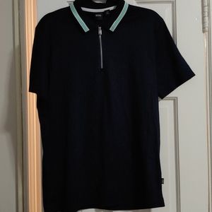 New w/Tags Hugo Boss Navy Blue Zipper Polo